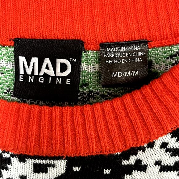 Mad Engine Ugly Christmas Moo Sweater Crewneck Cow Bell Fair Isle  Mens M NWT - Picture 4 of 4
